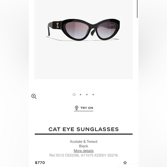 Chanel cat eye tweed sunglasses main image 4